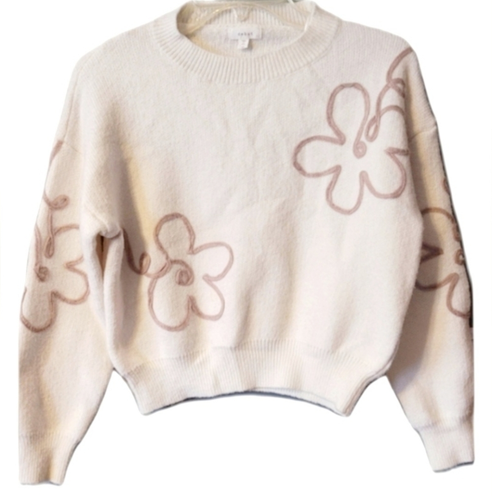 Debut Sweater Womens XS Embroidery Feminine Cozy Sophisticated Soft Girl